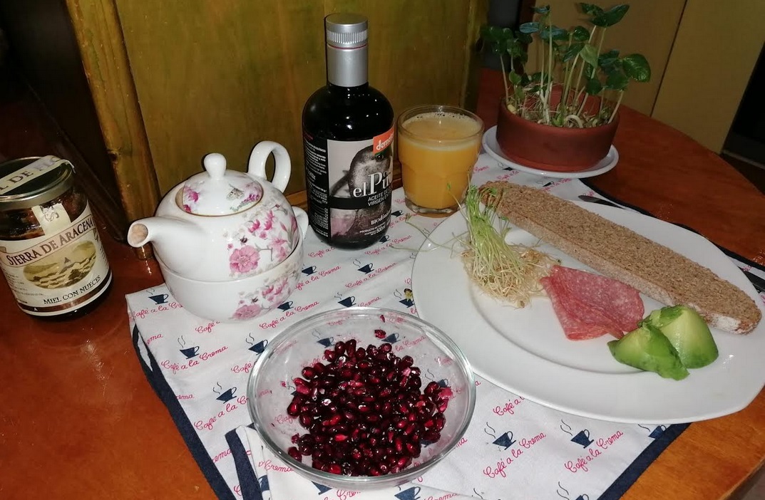 AOVE ecologico biodinamico Cortijo el Puerto Organic Farm breakfast desayuno saludable mediterraneo